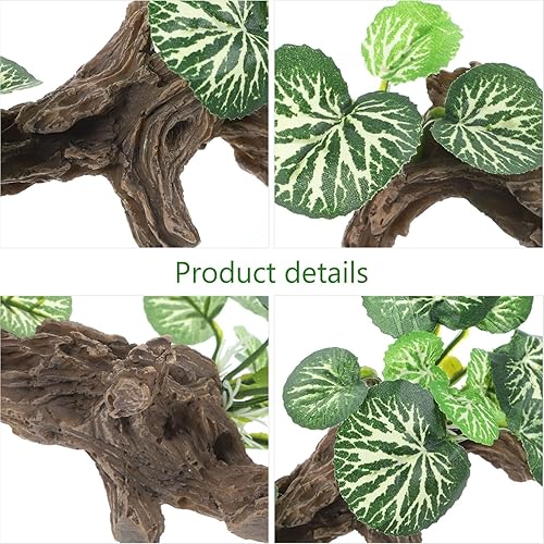 Miniatura 6 de Ipetboom Planta de pecera, rama de esquina de reptil, rama de árbol trepadora de resina con hojas, planta de terrario, ramas, peces, tortuga, tanque