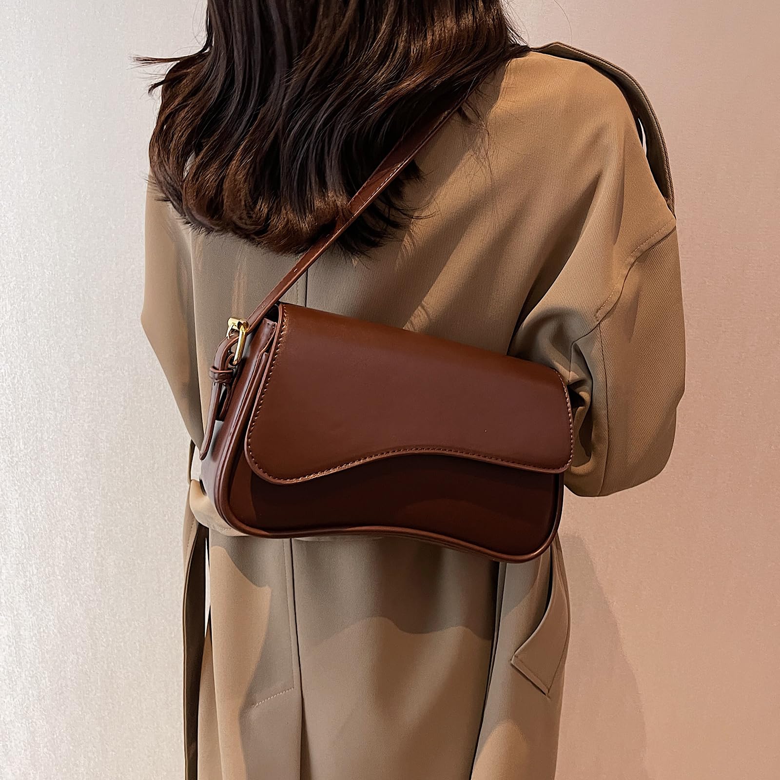 Bolsa de piel sintética para mujer con 2 correas extraíbles y cierre de cremallera