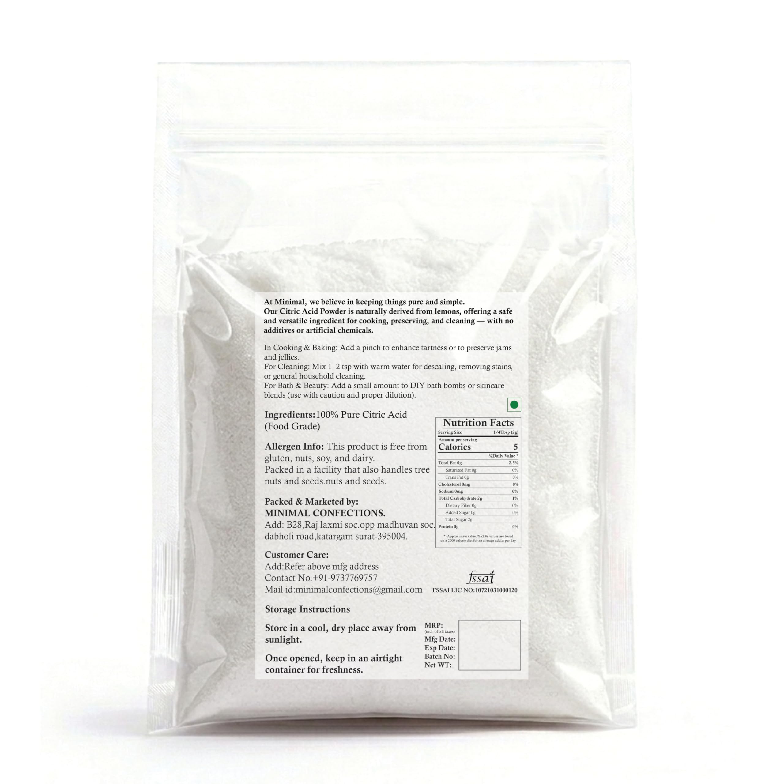Bharat Citric Acid/Lemon Crystal,Pack of 900 grams powder