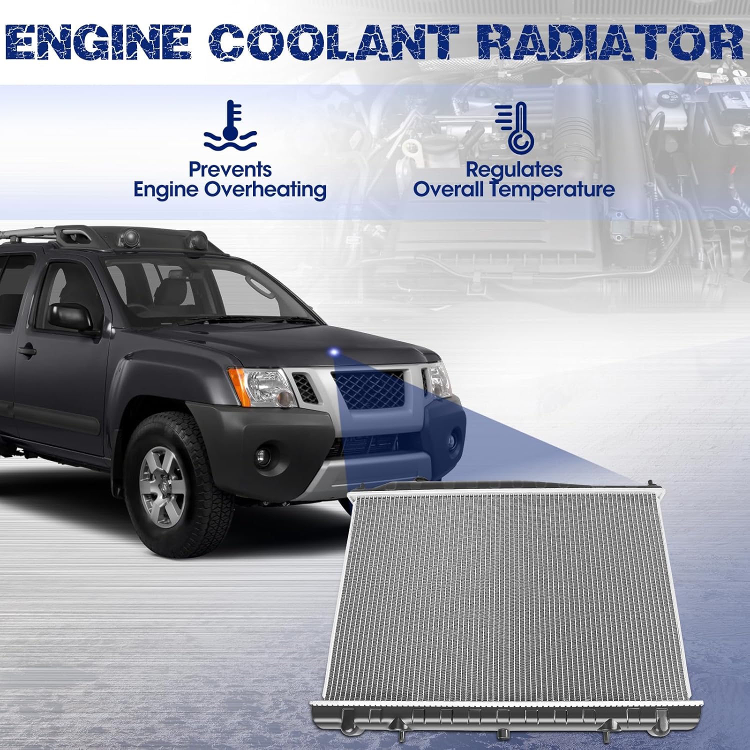 Engine Coolant Radiator Assembly with Transmission Oil Cooler, Fit for Nissan Frontier 1998-2004 & 2006-2008 & 2011-2015 2.4L, Frontier 1999-2004 3.3L, Xterra 2000-2004 2.4L 3.3L, OE 2215, CU2215