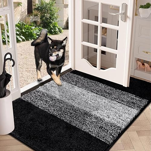Vaukki Tapete para puerta de entrada, antideslizante, absorbente, atrapador de lodo, tapete para el interior, tapete lavable para puerta de entrada
