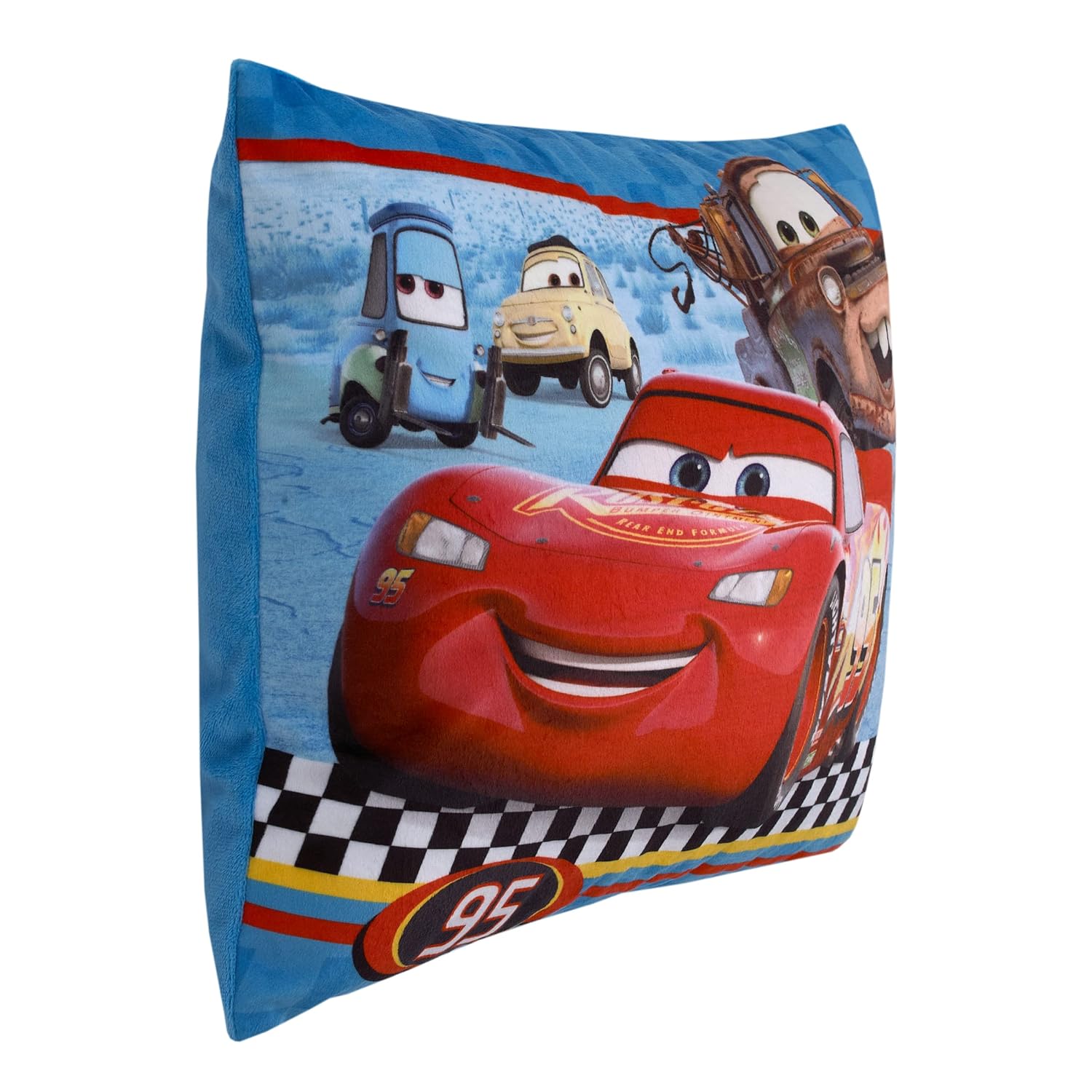 NoJo Disney Cars Radiator Springs Lightning McQueen & Tow-Mater Decorative Throw Pillow – Soft and Comfortable
