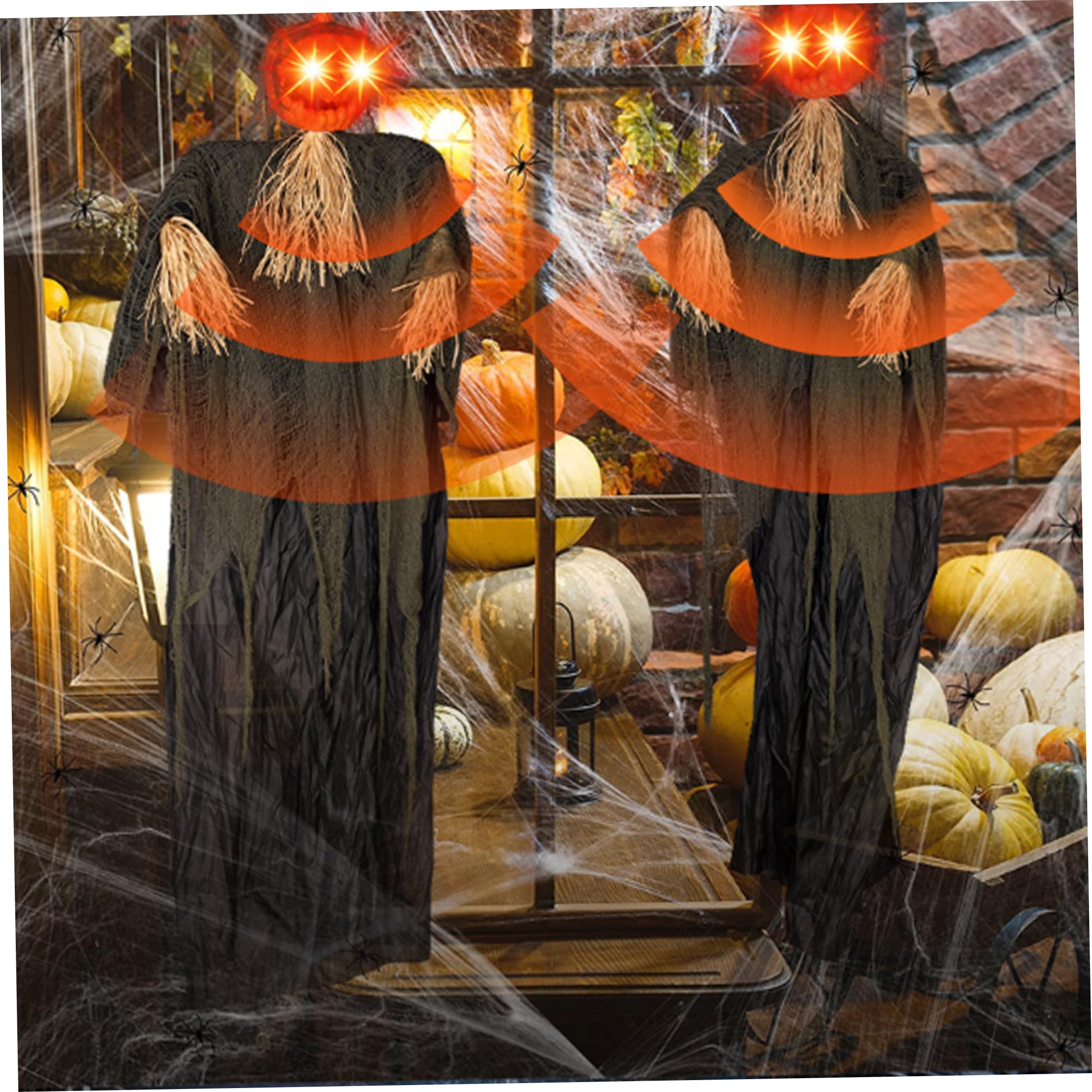 Décoration de Citrouille d'halloween à Suspendre avec Yeux et Sons Lumineux activés par Le Mouvement, Bras Flexibles et Pliables pour Maison hantée intérieure extérieure