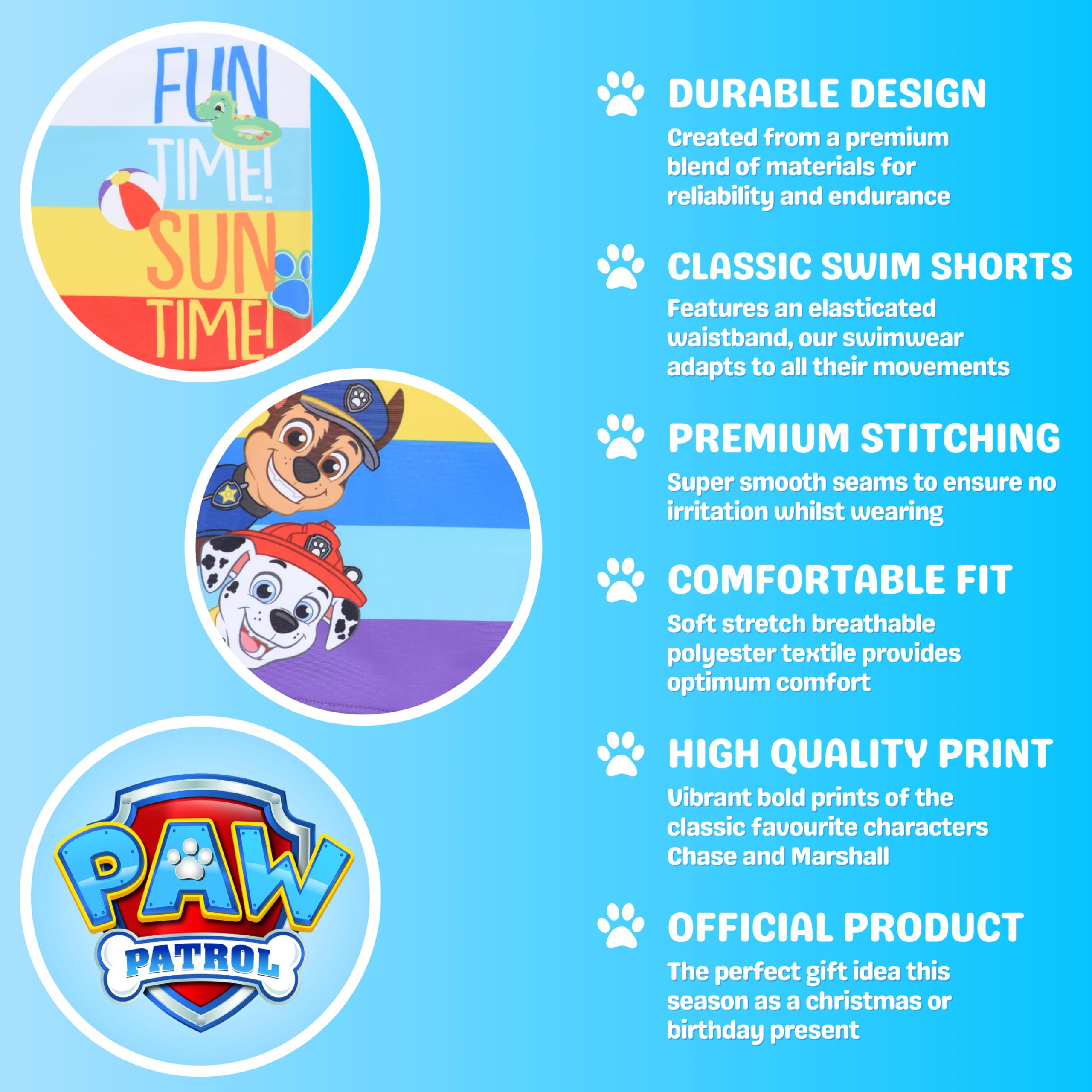 Paw Patrol Shorts de Bain Garçon, 2 Paires de Boxers de Bain, Maillot de Bain Chase et Marshall pour Garçon, Tailles 3 à 8 Ans