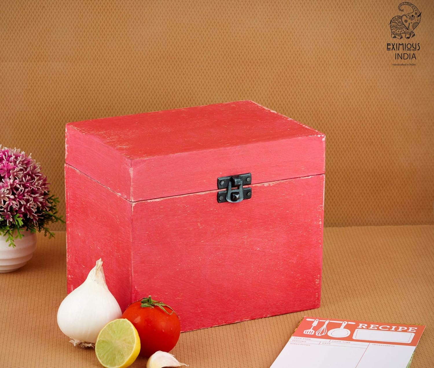 Wooden Recipe Card Box Family Recipe Organizer Storage Box