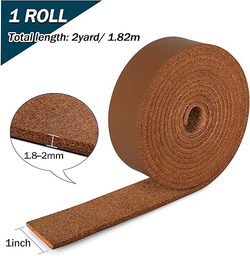 Miniatura 9 de JinRuiKJ Correa de cuero de grano superior, tira de cuero marrón claro de 1 pulgada de ancho y 60 pulgadas de largo, muy adecuada para proyectos de