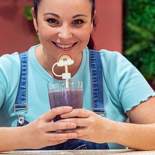 Miniatura 3 de Cubrepopote de silicona de 0.472 in para copa Stanley, fundas de paja con formas mixtas, paquete de 6