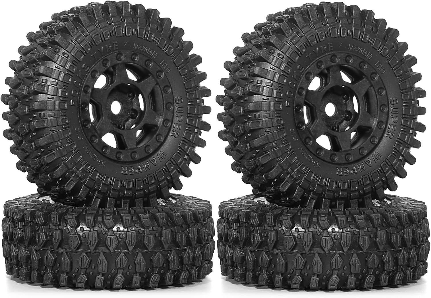 REDSPIDER 1.0 Beadlock Wheels and Tires Set（4pcs） 1.0 Crawler Tires 55 * 20mm Plastics 1.0 Wheel Lightweight Design 1/18 1/24 RC Crawler Tires for SCX24 TRX4M FMS FCX24 FCX18 AX24 (at Tires)