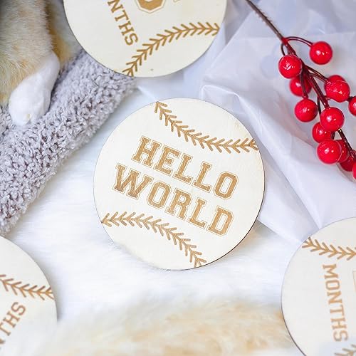 Miniatura 3 de Tarjetas de hitos mensuales para bebés, discos de hitos mensuales de madera, accesorios de fotografía para recién nacidos para documentar el