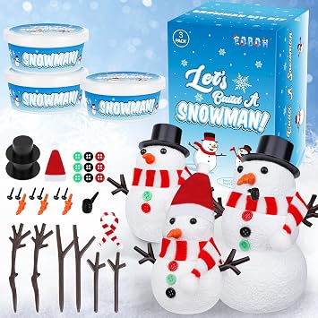 3 Pack Christmas Crafts Snowman Kit, Air Dry Modeling Clay DIY Toy for Kid