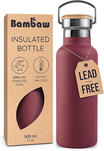 Miniatura 20 de Bambaw Botella de agua aislada de 32 onzas, botella de agua de acero inoxidable verde, botella de agua grande de acero inoxidable, botella de agua