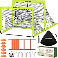 Vista 12 de Bearwill Portería de fútbol, porterías de fútbol para niños para patio trasero, juego de 2, portería de fútbol portátil emergente de 4x3 pies