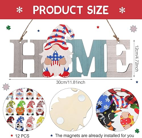 Miniatura 2 de Letrero de gnomos intercambiables de madera, gnomos de Pascua, decoración del hogar, decoración de temporada del día de San Patricio, letrero de