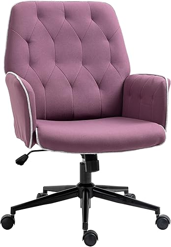 Vinsetto Silla de oficina en casa de elastano, silla de escritorio de altura ajustable con ruedas giratorias y reposabrazos acolchados, color morado