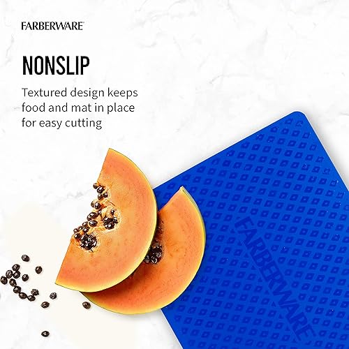 Vista 4 de Farberware Juego de alfombrillas de corte de cocina flexibles, fabricadas en los Estados Unidos, prevención de contaminación cruzada, 8 x 10