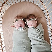 Vista 3 de mushie Sábana bajera ajustable de muselina extra suave 192 hilos 28 x 52 pulgadas (rubor)