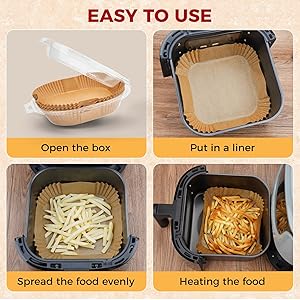 Air Fryer Liners Disposable - 125Pcs 4.7In Square Parchment Paper for Air Fryer, Non-Stick Airfryer Basket Liners for Steamer Microwave Oven