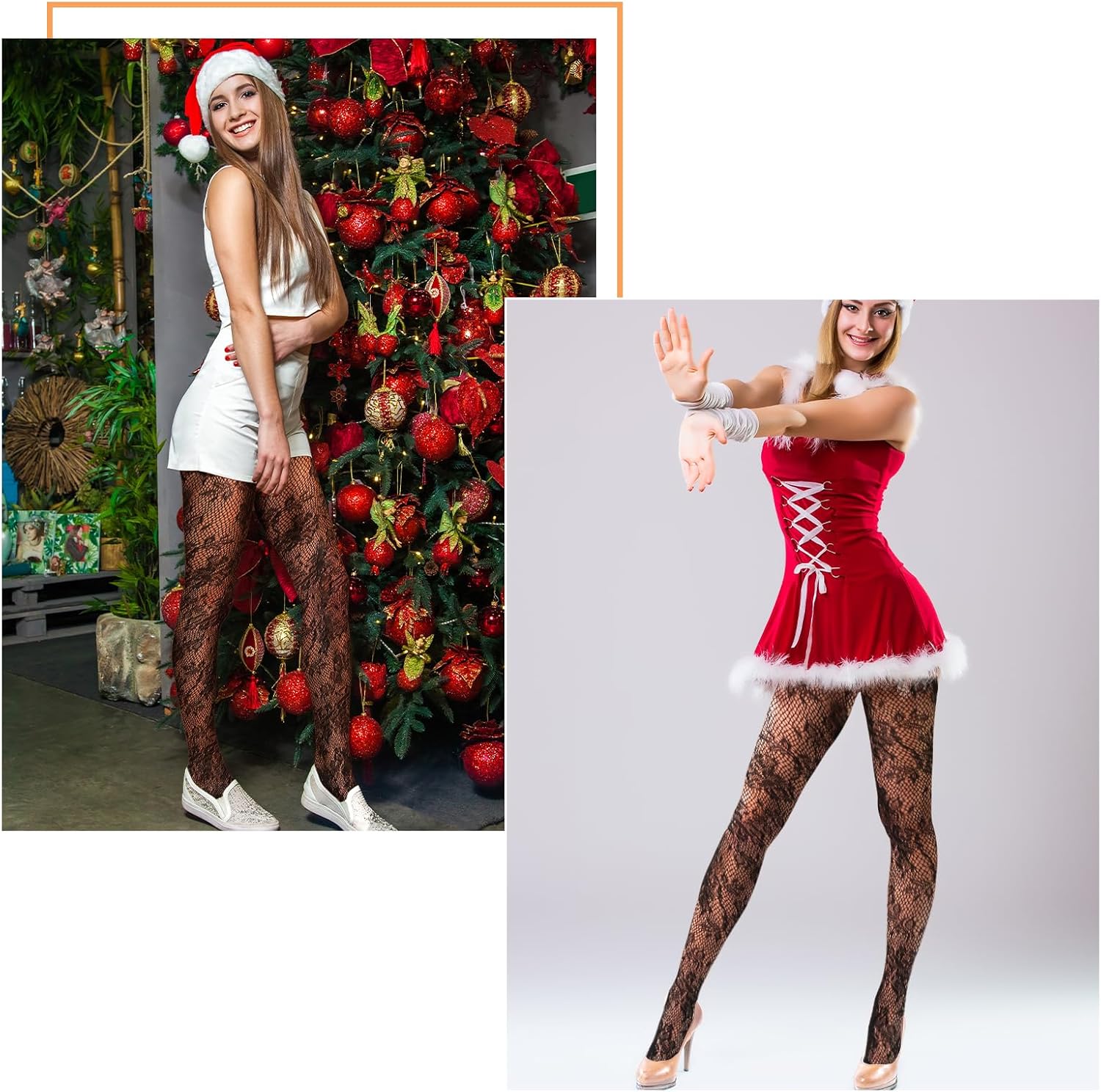 Grevosea Floral Tights for Women, Pattern Tights Black Fishnet Stockings High Waist Sheer Stockings Pantyhose - Image 3