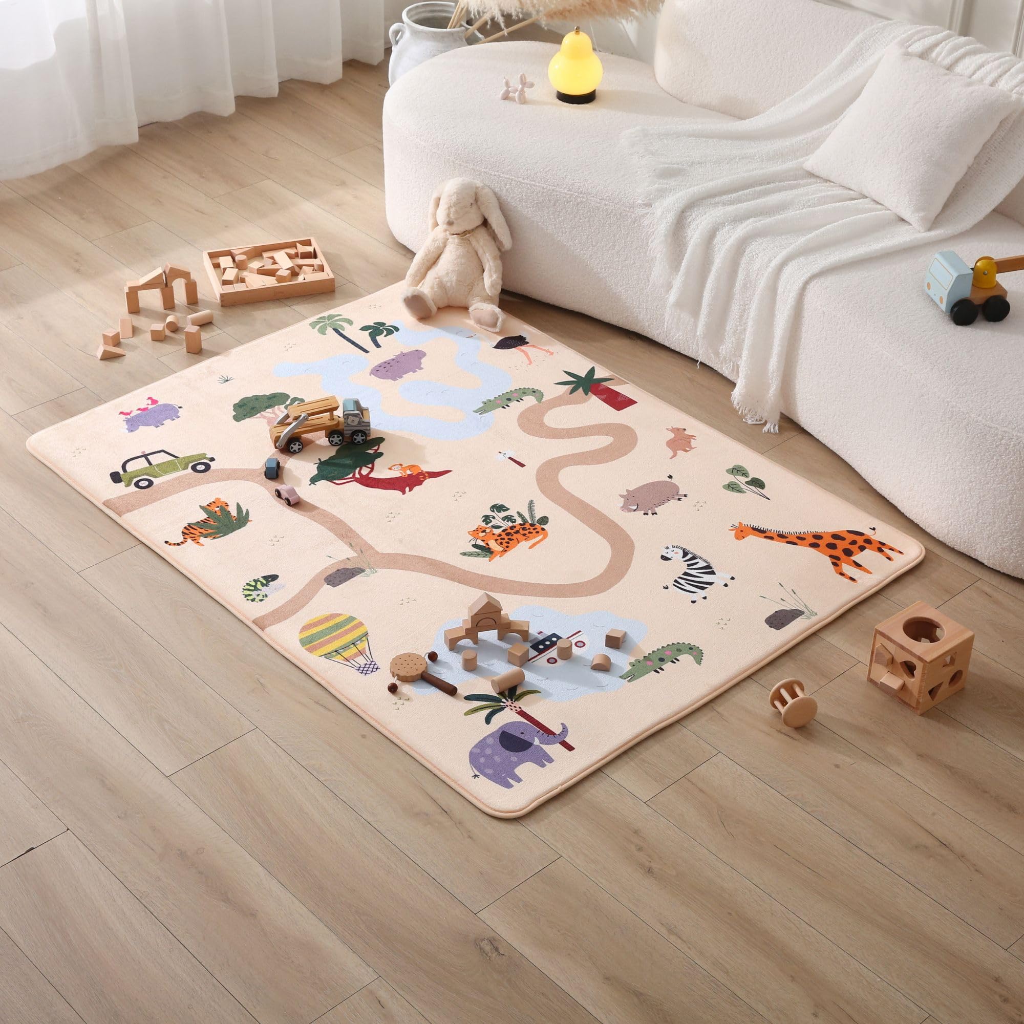 Hakuna Matte Tappeto Neonato 160x120cm Safari - Morbido con Memory Foam - Antiscivolo - Bambini e Neonati