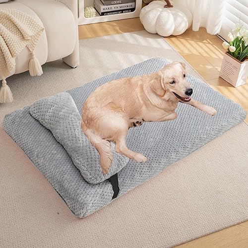 Miniatura 9 de huraty Cama ortopédica para perros con almohada de cojín, tapete de cama de felpa suave para mascotas, parte inferior antideslizante, colchón