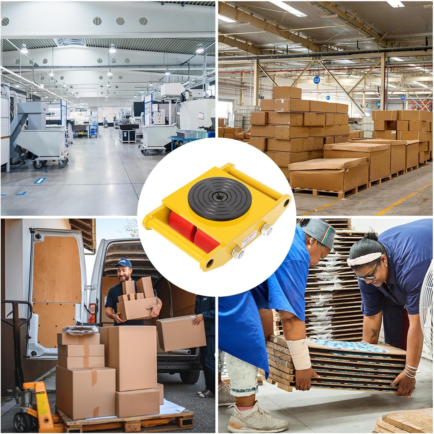 Fayelong 13200LBS/6T Pattini Mobili Del Macchinario Con Cappuccio Di Rotazione A 360° E 4 Ruote Dell'unità Di Elaborazione Pattini Dolly Per Attrezzature Mobili Industriali Resistenti