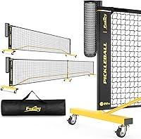 Fostoy Portable Pickleball Net with Wheels & Ball Collector - 22FT Regulation Size & 11FT Half Court, Sturdy Metal Frame, Carry Bag for Indoor Outdoor Use