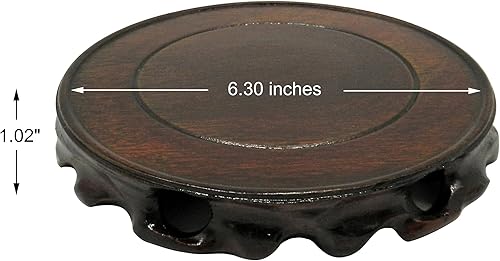 Miniatura 6 de CVHOMEDECO. Soporte de exhibición circular de palisandro vintage rústico con base para maceta, soporte de pedestal para pecera.