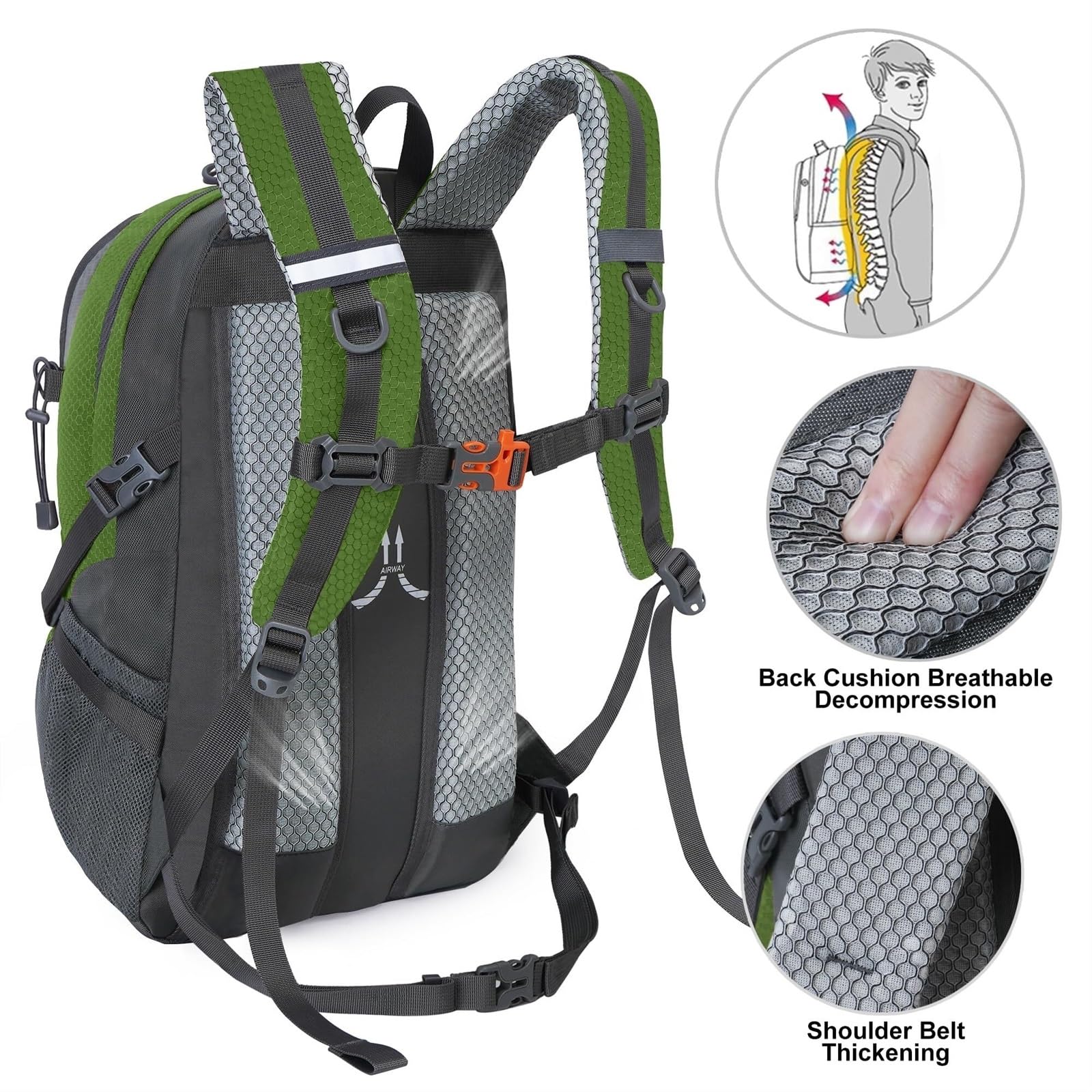 Plecak Turystyczny Plecak Trekkingowy 35L Plecak Turystyczny Outdoor Day Pack Lekki Plecak Kempingowy Dla Mężczyzn I Kobiet Torba Alpinistyczna(Green1)