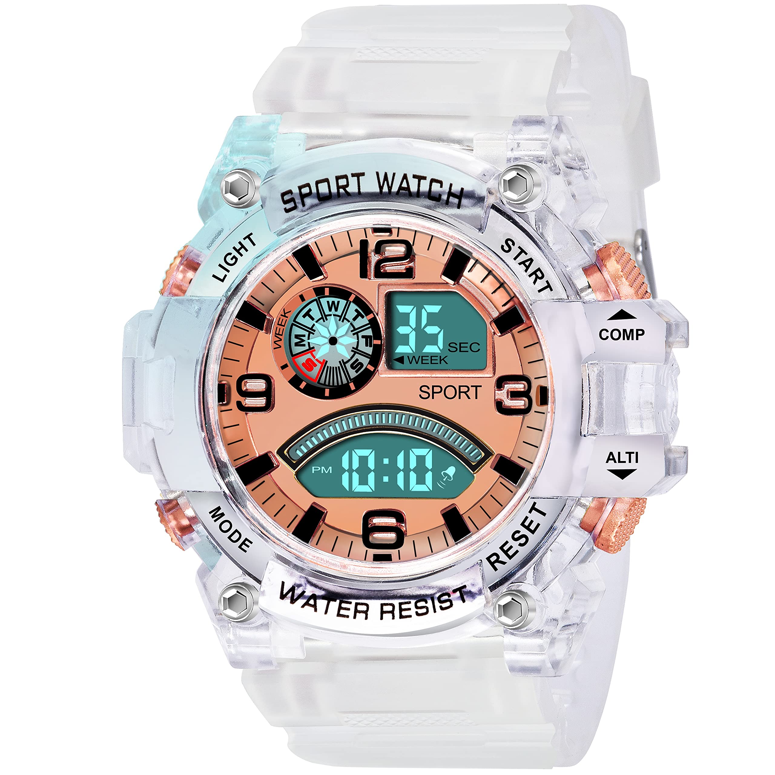 SWADESI STUFF Rubber Rose Gold Dial Multi Function Kids Digital Men & Boys Watch, White Band (B08JKND46D) Amazon Price History, Amazon Price Tracker