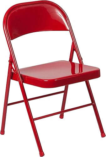 Miniatura 56 de Flash Furniture Paquete de 4 sillas plegables de metal gris con doble refuerzo de la serie HERCULES Gris,Beige,Negro -,Rojo -