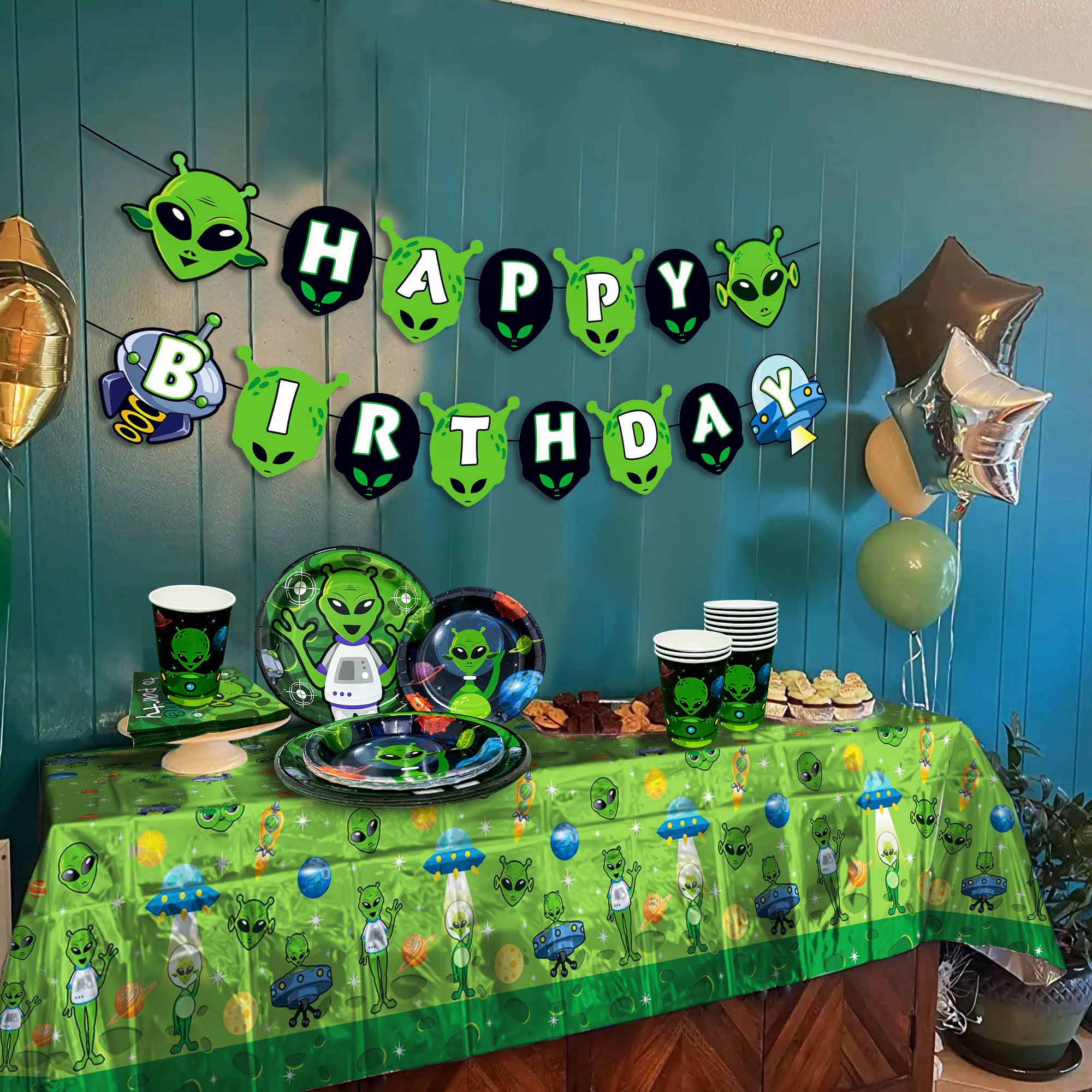 Funnytree OVNI - Telón De Fondo De Extraterrestre Para Halloween, Fiesta De Cumpleaños, Banderín, Platillo Volador, Terror Ciencia Fondo, Decoración