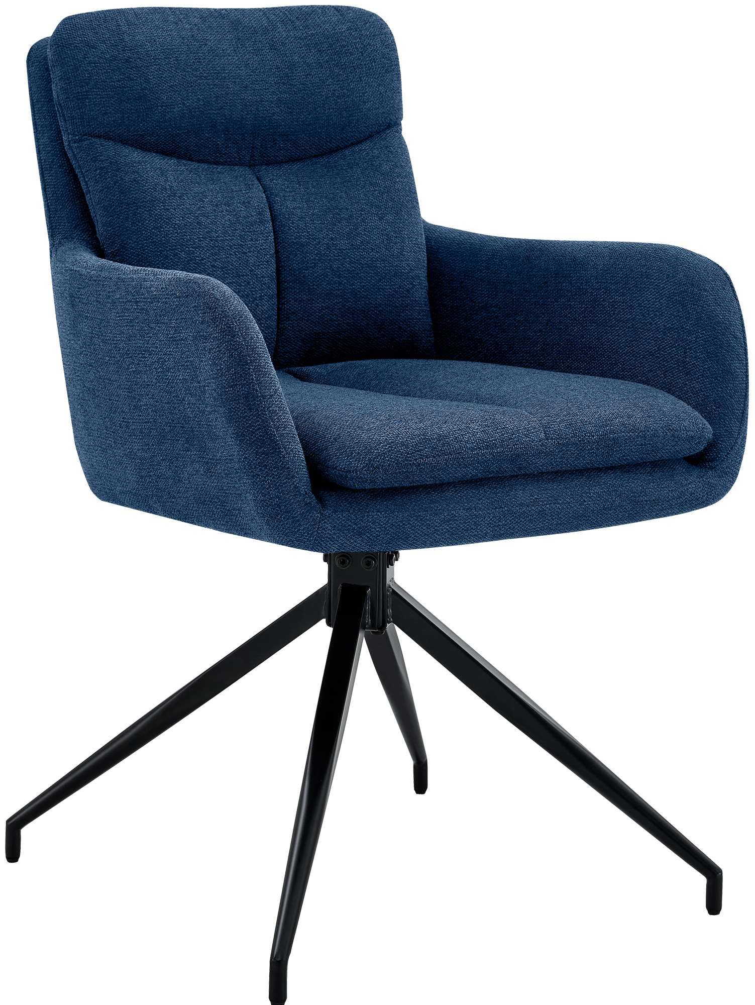CLP Silla de Comedor giratoria Somers Tela, sillón Giratorio 180° con reposabrazos y Respaldo, Silla de Cocina tapizada Color:Azul