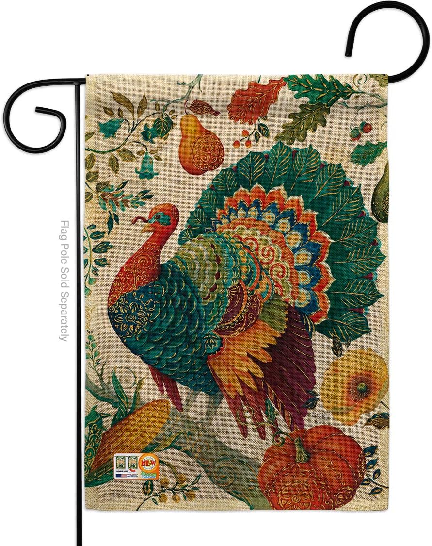 Suzani Turkey Burlap Garden Flag Animals Bird Flamingo Hummingbird Cardinal Peacock Springtime Natural Wildlife Small Decorative Gift Yard House Banner Double-Sided Made In USA 13 X 18.5