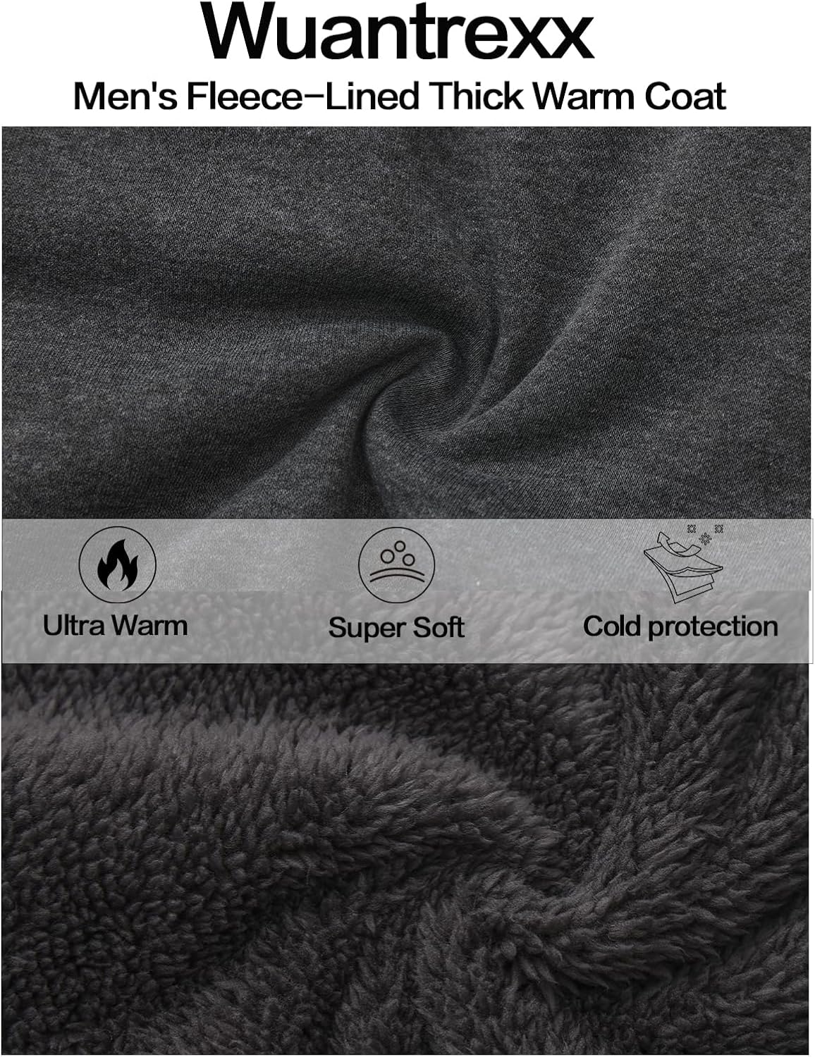 Sherpa Lined Hoodies for Men Heavyweight Fleece Sweats Thick Warm Full Zip Up Jacket Big and Tall - Image 4