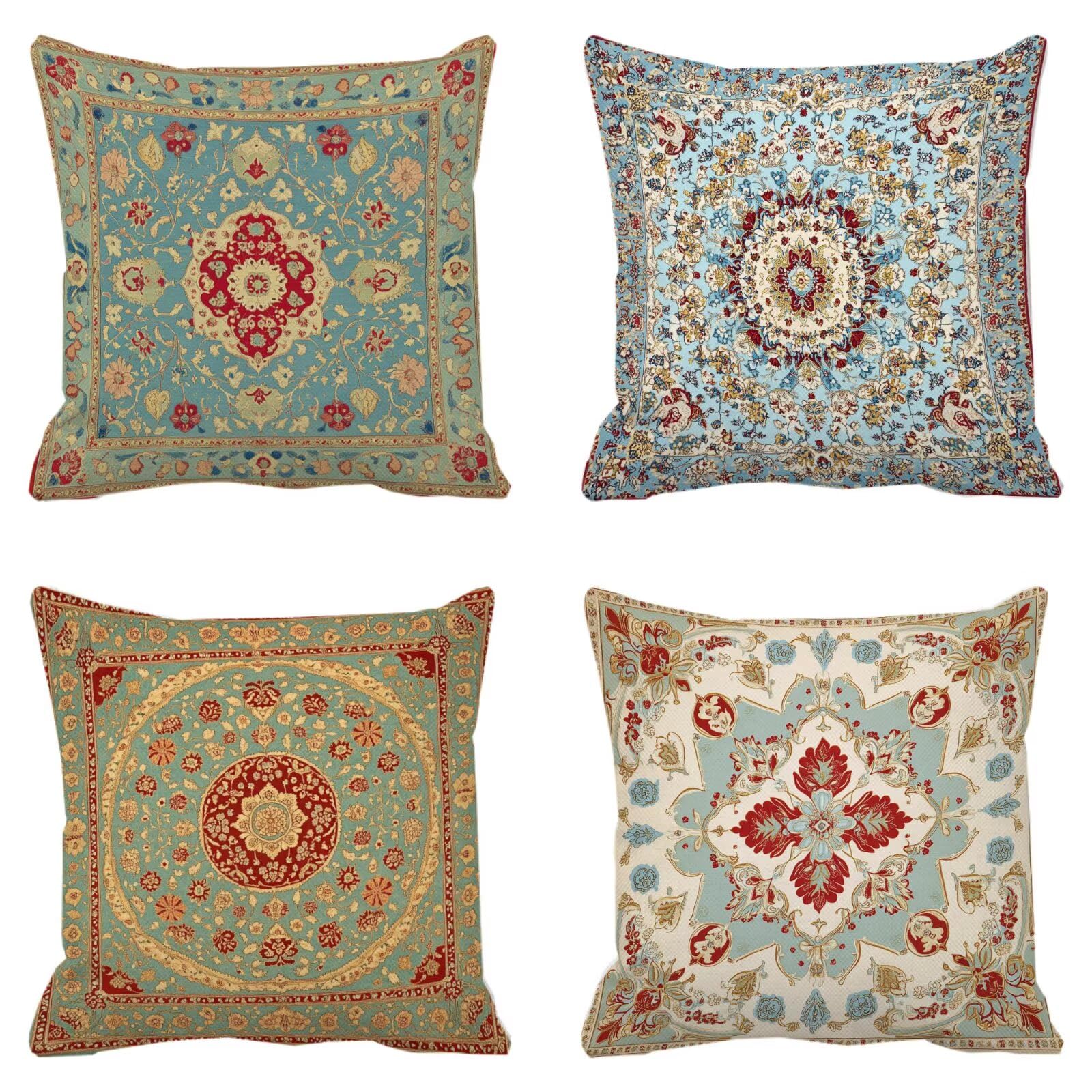 Taie d'oreiller et housse de coussin 40x40 cm lot de 4 pour décoration bohème rétro