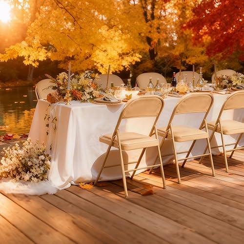 Miniatura 7 de Alpen Paquete de 2 sillas plegables acolchadas de cuero, marco de acero, portátil, apilable, comercial, cómodas para el hogar, oficina, fiesta,