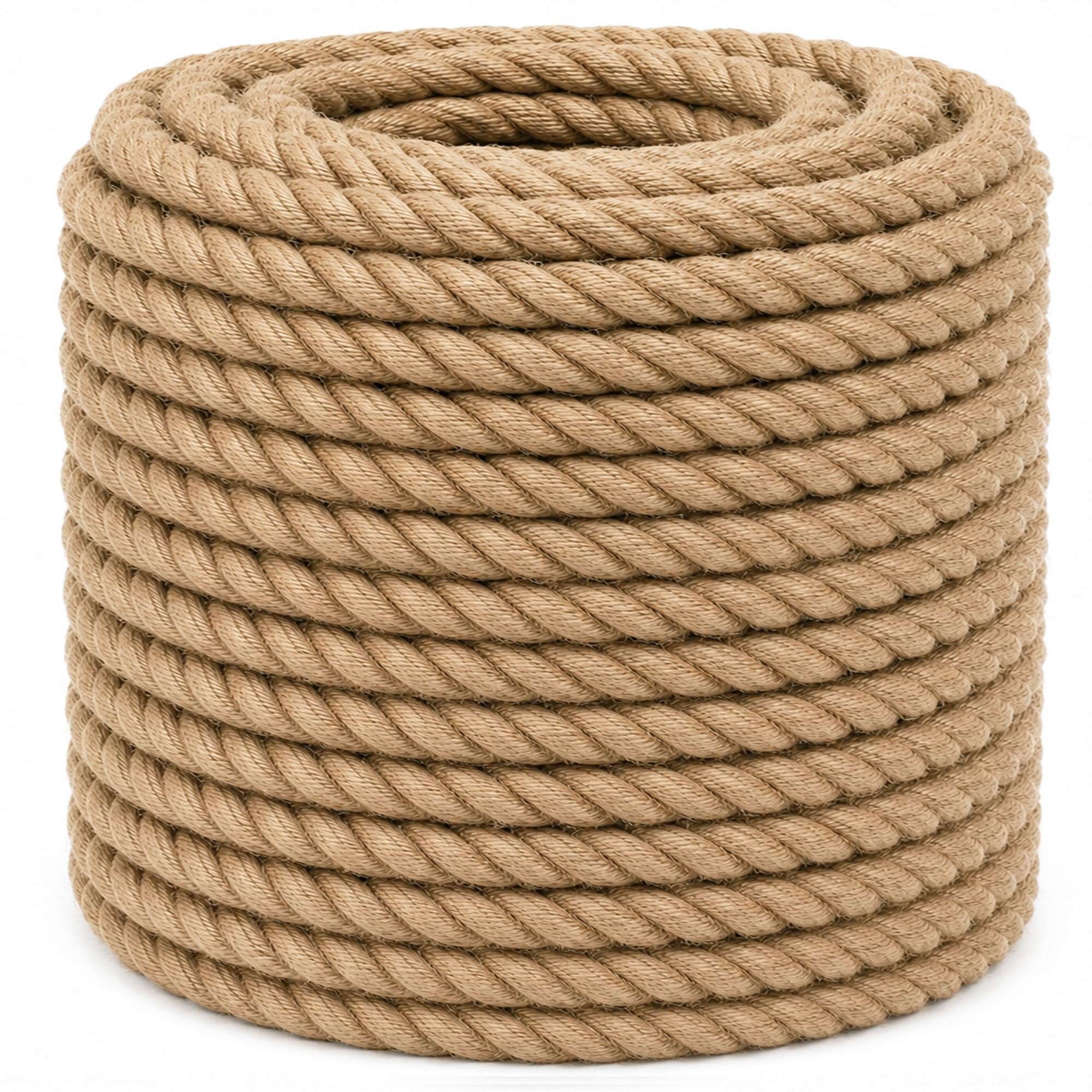 Cuerda de yute trenzada de manila (1 pulgada x 200 pies) cuerda de cáñamo gruesa natural para manualidades, náutica, barandillas, hamaca, decoración