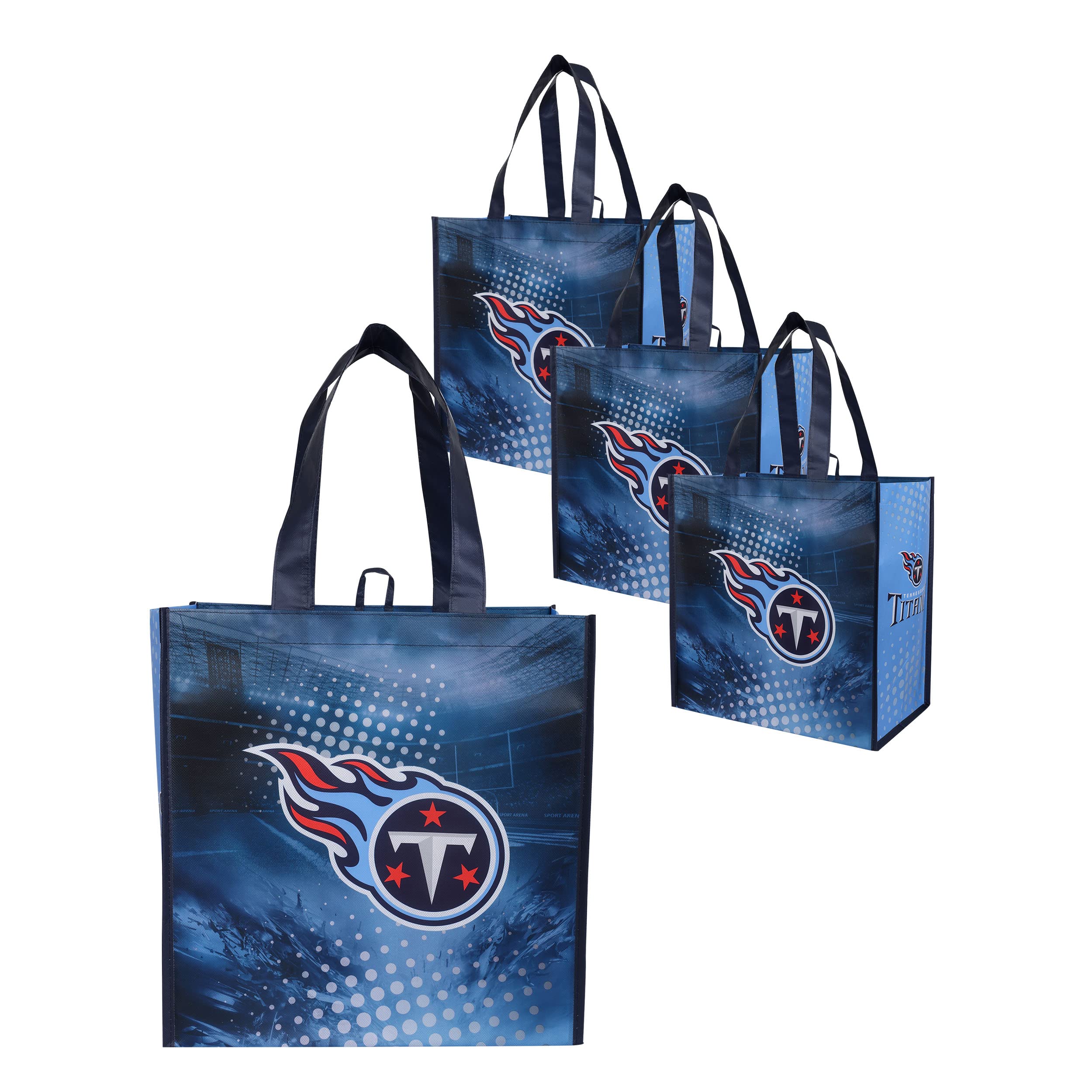 FOCO NFL unisex-adult Nfl Team Logo 4-pack Reusable Grocery Shopping Bags Totes
