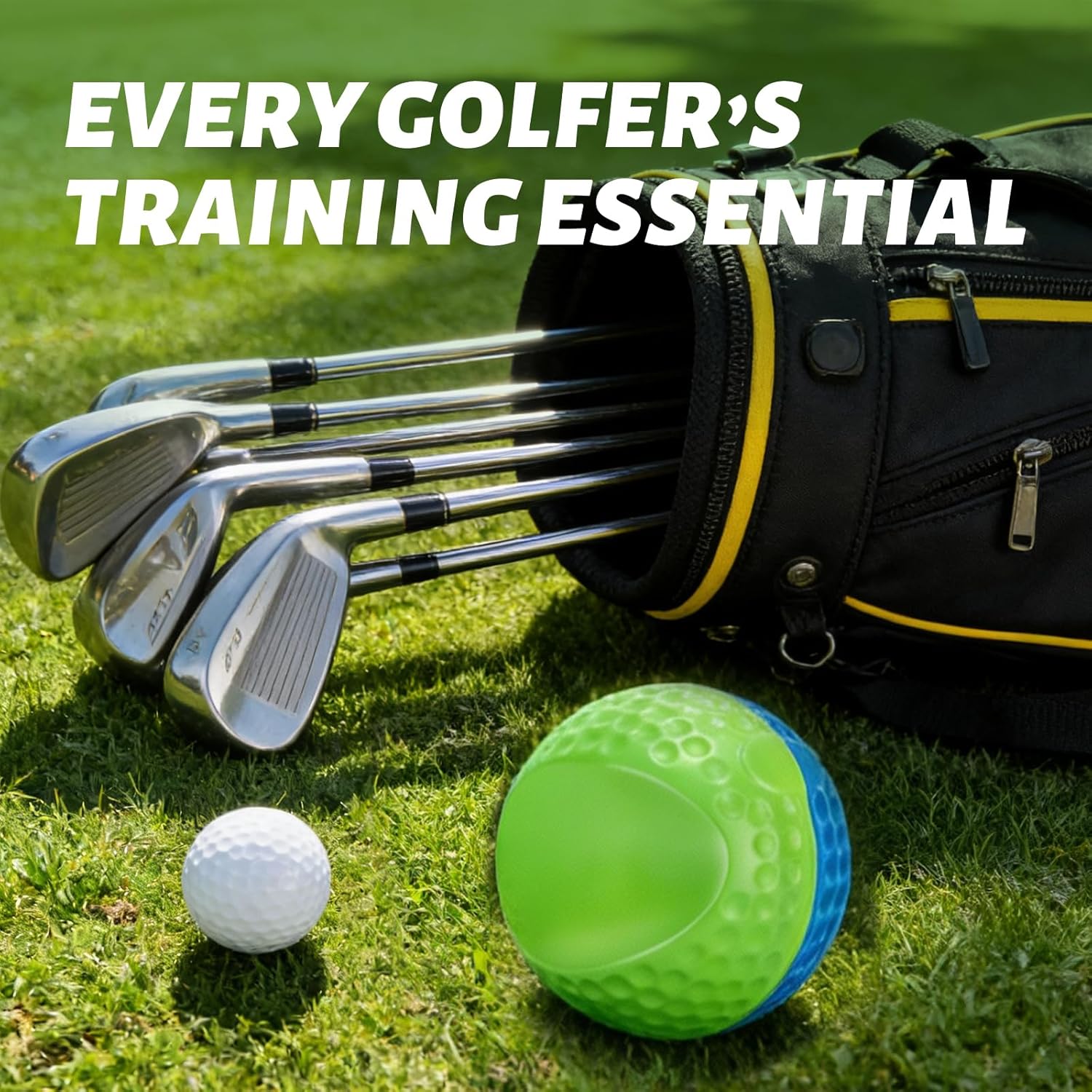 Golf Training Aid Ball – Forearm Connection Swing Trainer for Consistent, Precise Swings | Fix Slicing, Scooping & Chicken-Wing, Soft Memory Foam，Adjustable Lanyard