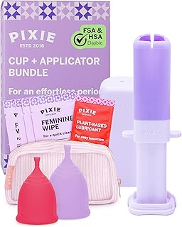 2 Menstrual Cups and Applicator Bundle - No Metals or Toxins - 100% Medical-Grade Silicone - Softest Reusable Period Cup - Inserts Like a Tampon - Capacity of 4 and 6 Tampons