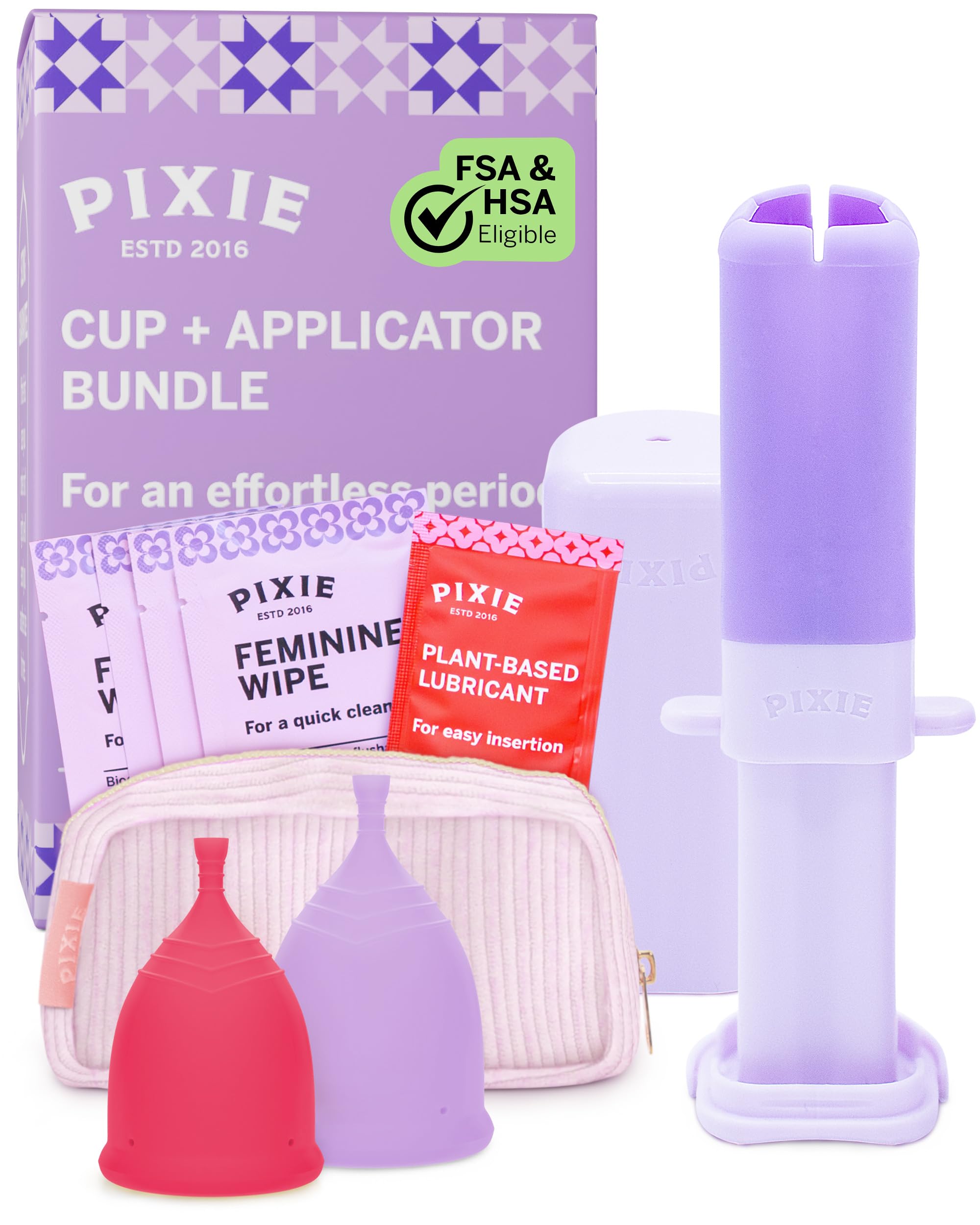 2 Menstrual Cups and Applicator Bundle - No Metals or Toxins - 100% Medical-Grade Silicone - Softest Reusable Period Cup - Inserts Like a Tampon -