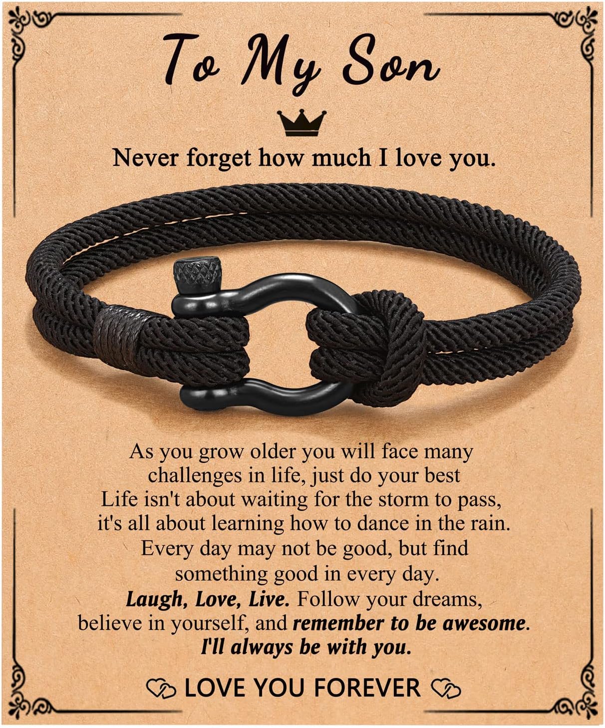 PINKDODOTo My Boys Bracelet Gifts for Son Grandson Nephew Brother Bracelets Birthday Graduation Christmas Gifts for Teen Boys