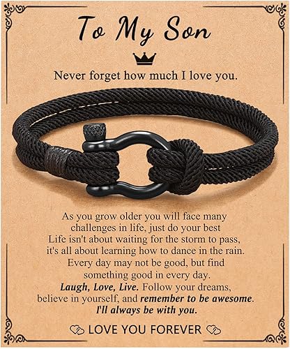 PINKDODO Pulsera con texto en inglés To My Boys, regalos para hijo, nieto, sobrino, hermano, cumpleaños, graduación, regalos de Navidad para