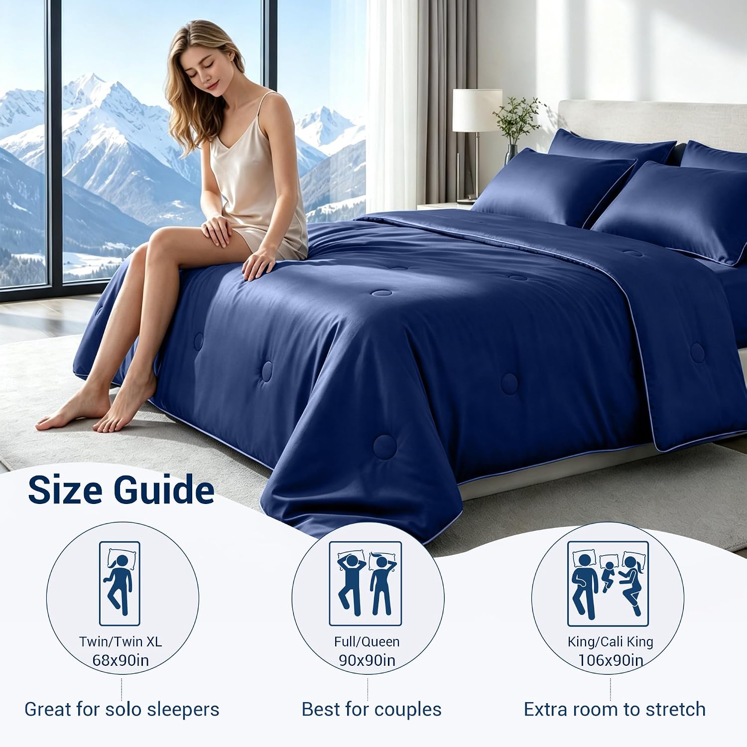 SheRest Cooling Blanket King/Cali King,Ice Silk Comforter for Hot Sleepers