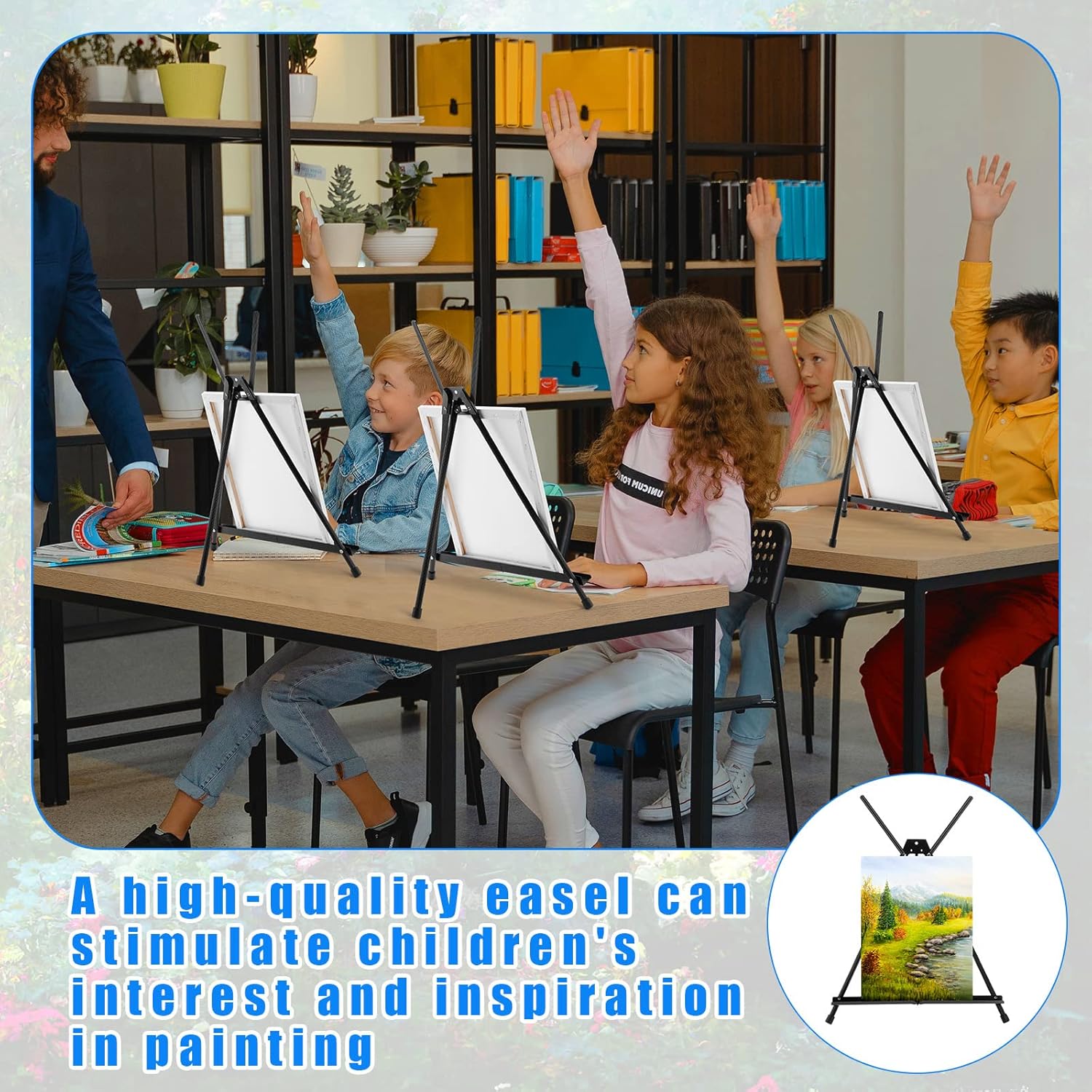 Xinnun 24 Pack Aluminum Tabletop Display Easels 15" to 21" Adjustable Portable Tripod Desktop with Extension Arm Wings and Rubber Feet Tripod Easels Stand for Canvas Pictures Paintings School (Black)