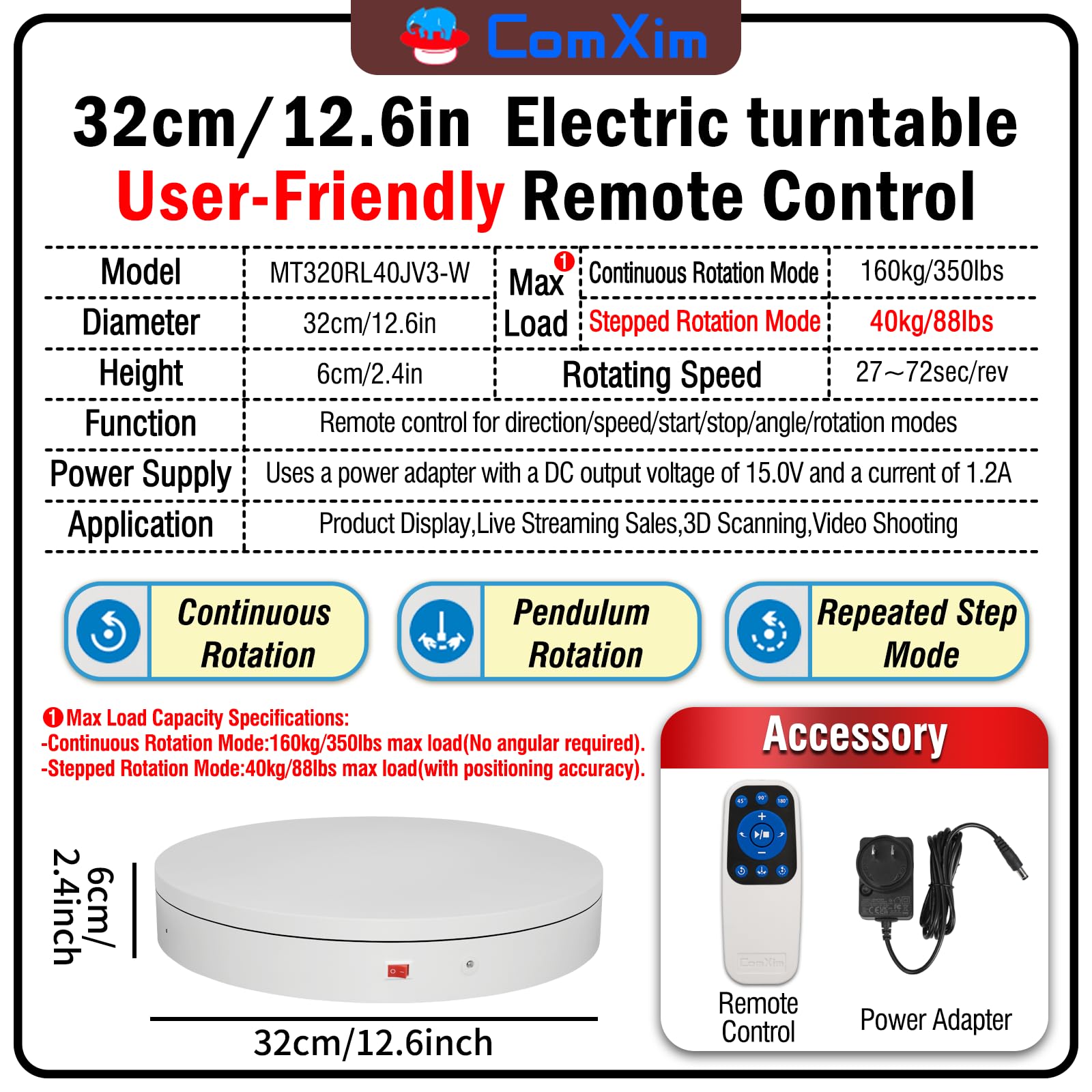 Motorized Rotating Turntable Display Stand - 360 Rotation -2