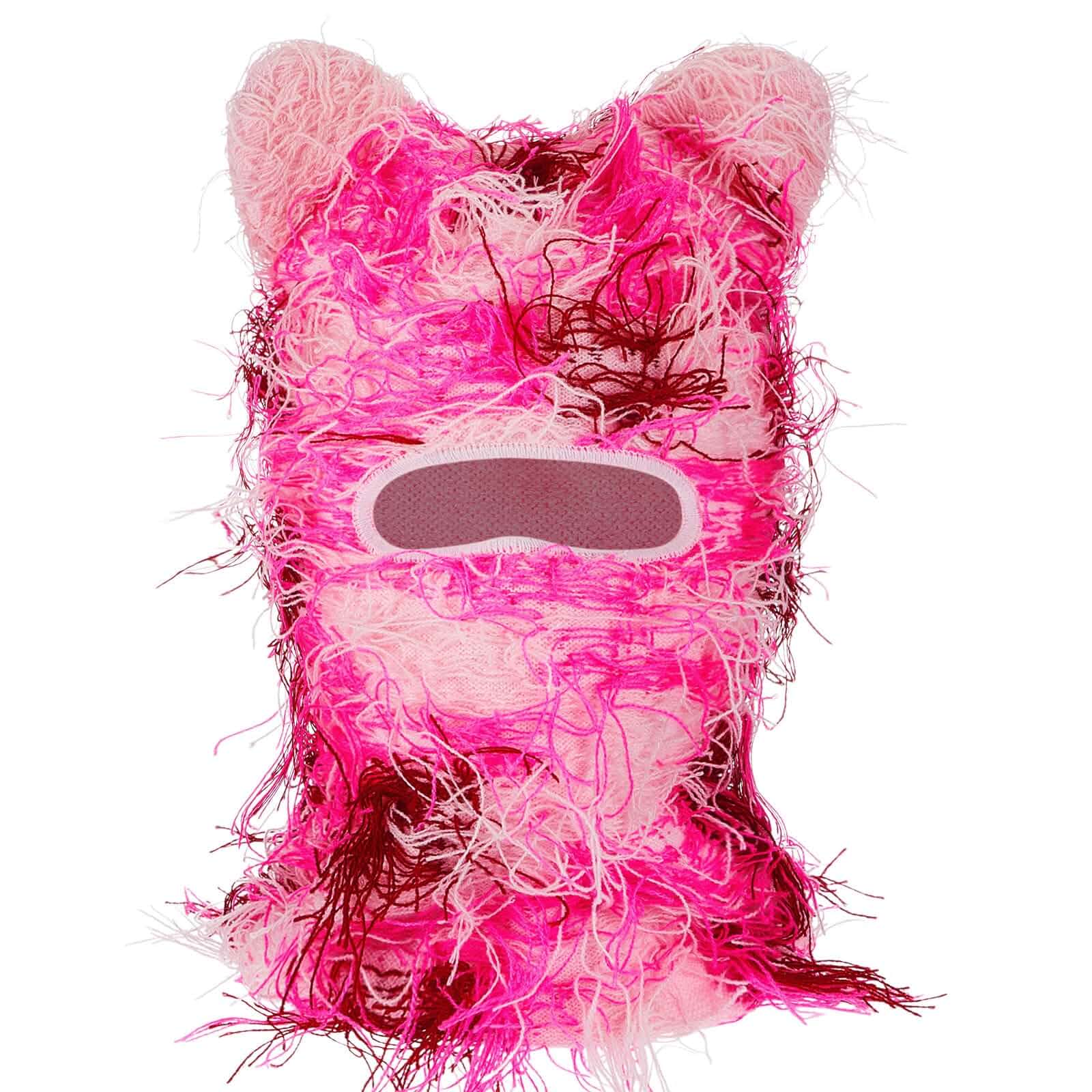 Newcotte Distressed Balaclava Cat Ear Furry Ski Mask Knitted Beanie Texture Covers Face and Neck for Men Women, Windproof Winter Mask for Cold Weather, Cute & Comfortable