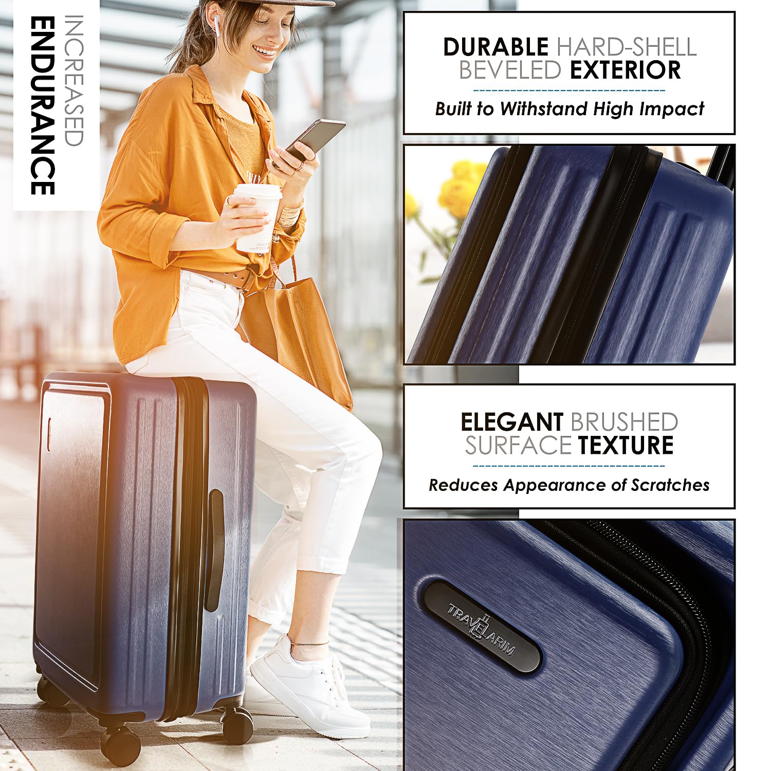 TRAVELARIM Juegos de Equipaje, Azul Marino, 4 Piece Set (20/24/28), Juego de Equipaje de 4 Piezas