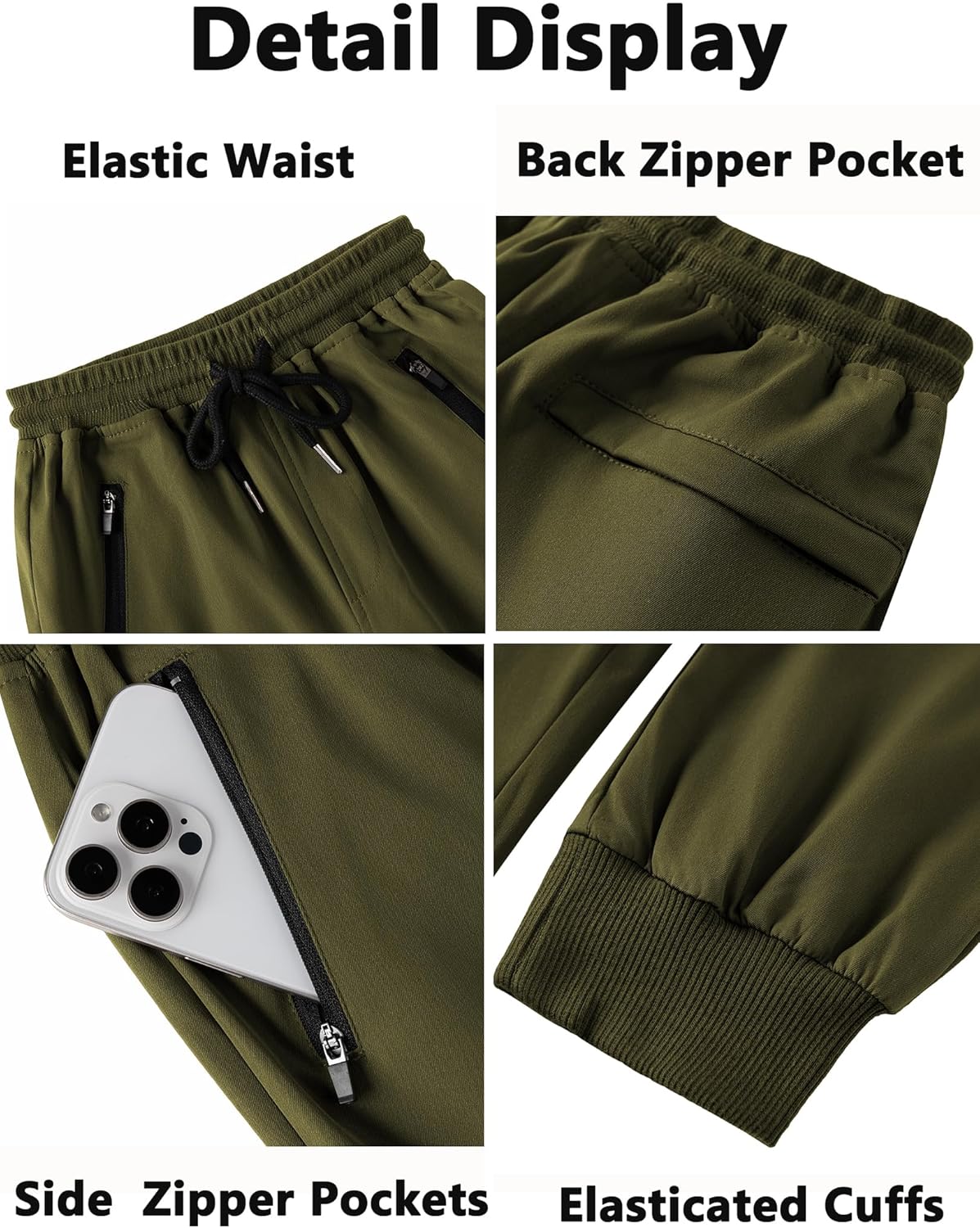 Arshiner Boys Casual Pants Kids Elastic Waist Drawstring Jogger Pants Boys Sweatpants with Zipper Pockets 3-12 Years - Image 5