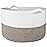 WISELIFE Storage Basket Large Cotton Rope Basket 21.7x 21.7 x 13.8 with Handle Big Soft Nursery Cube Bin Laundry Hamper for Living Room(White/Brown)